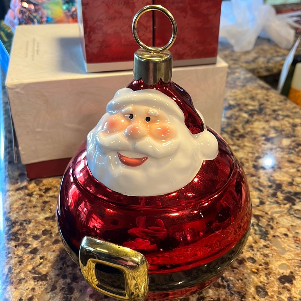 Vintage Santa Ball Ornament Cookie Jar